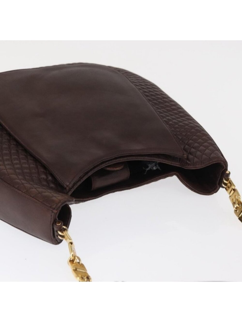 Authentic BALLY Shoulder Bag Leather Brown Gold - Picture 13 of 16